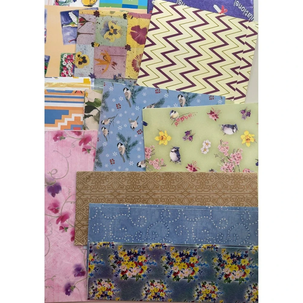 VTG 90s Y2K Gift Wrapping Paper Lot Floral Birds Butterfly Craft Junk Journal
